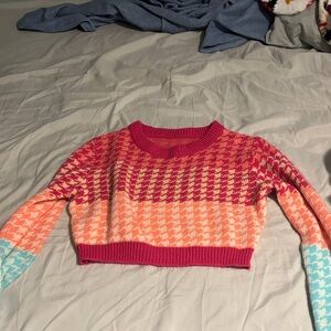 SHEIN Pink and Orange Patterned Sweater